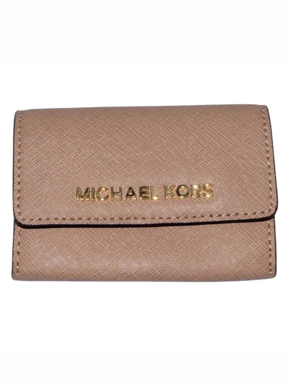MICHAEL KORS Jet Set Travel Card Case Wallet MK Brown Leather NWT